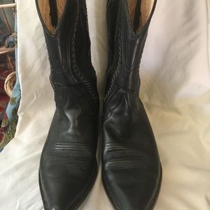 Black leather western boots